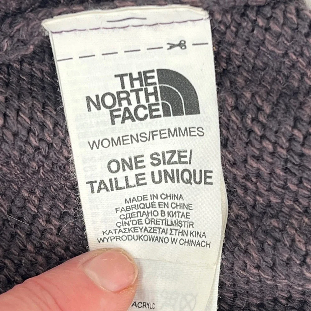 The‎ North Face Womens Marled Knit Cuffed Beanie Purple Metal Logo  One Size